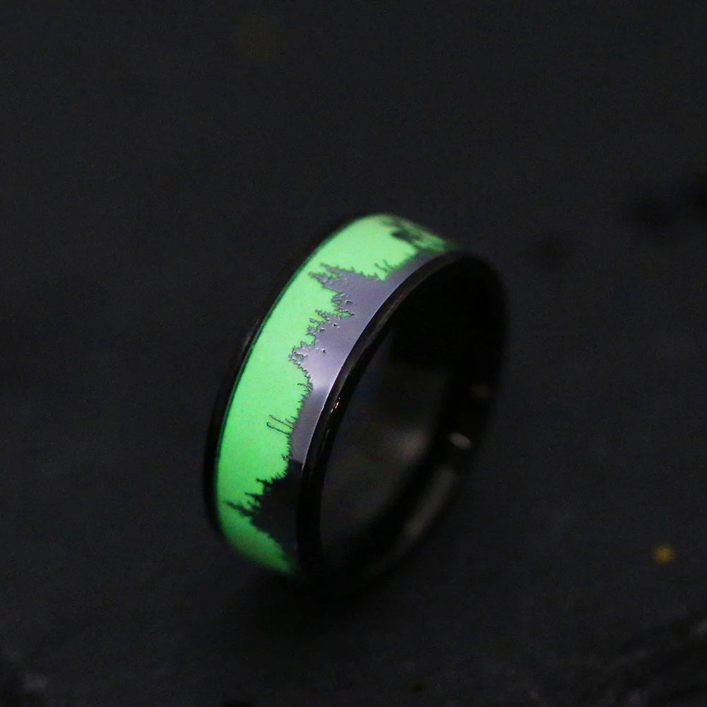 Luminous Deer Christmas Rings - Steel Men's Jewelry