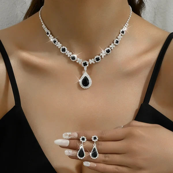 π₯-Sapphire Crystal Blue Clavicle Neckpiece Set