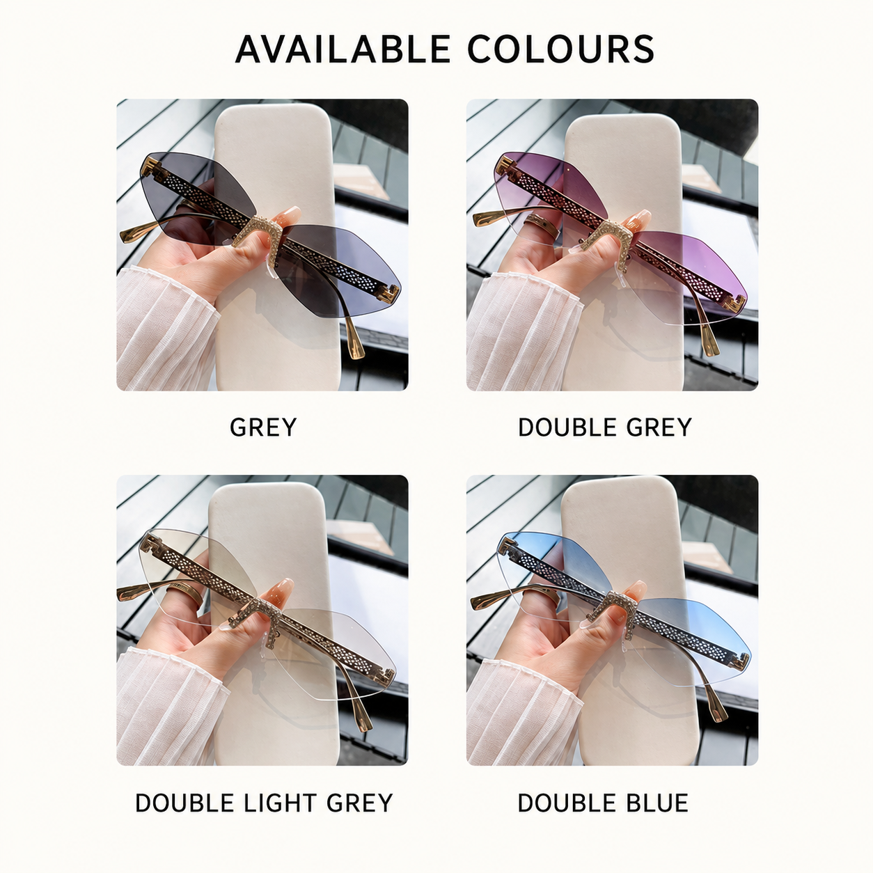 TONGINK LUMÉRA | Sparkle-Bridge Rimless Sunglasses