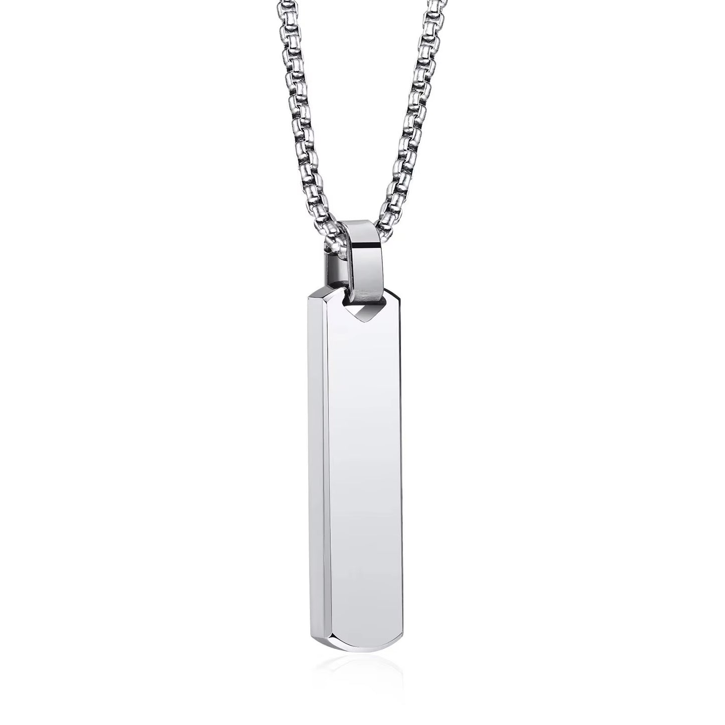 Fashion Custom Stainless Steel Silver & Black Pendant Necklace – Sleek and Modern Design