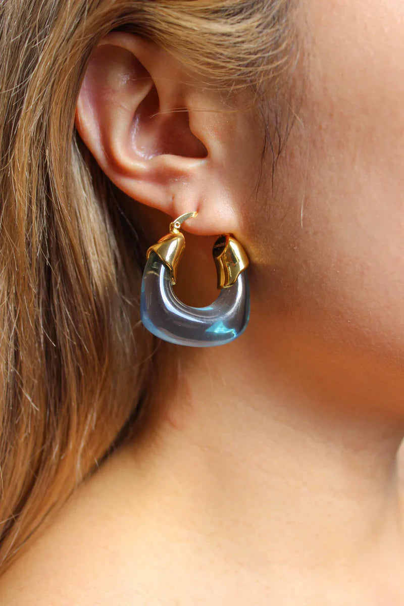 Kira Hoop Earrings/Aqua