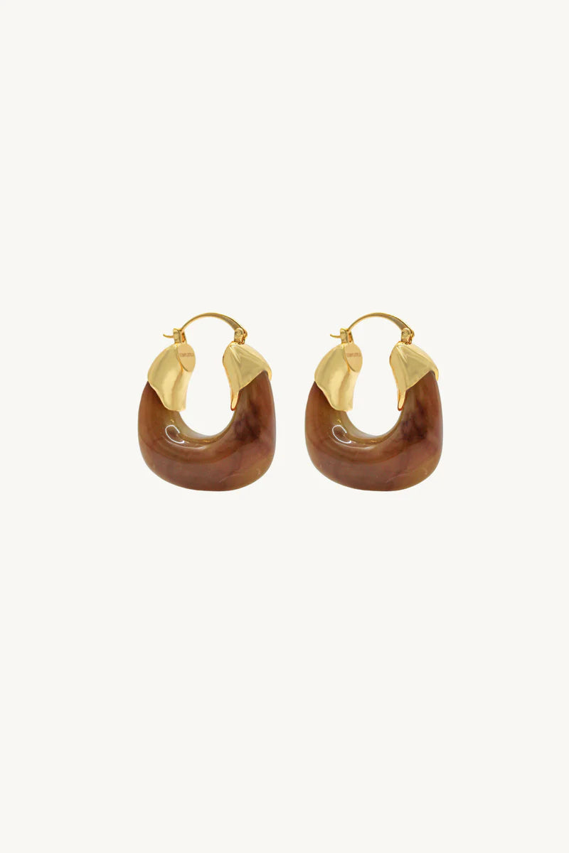 Kira Hoop Earrings/Coffee