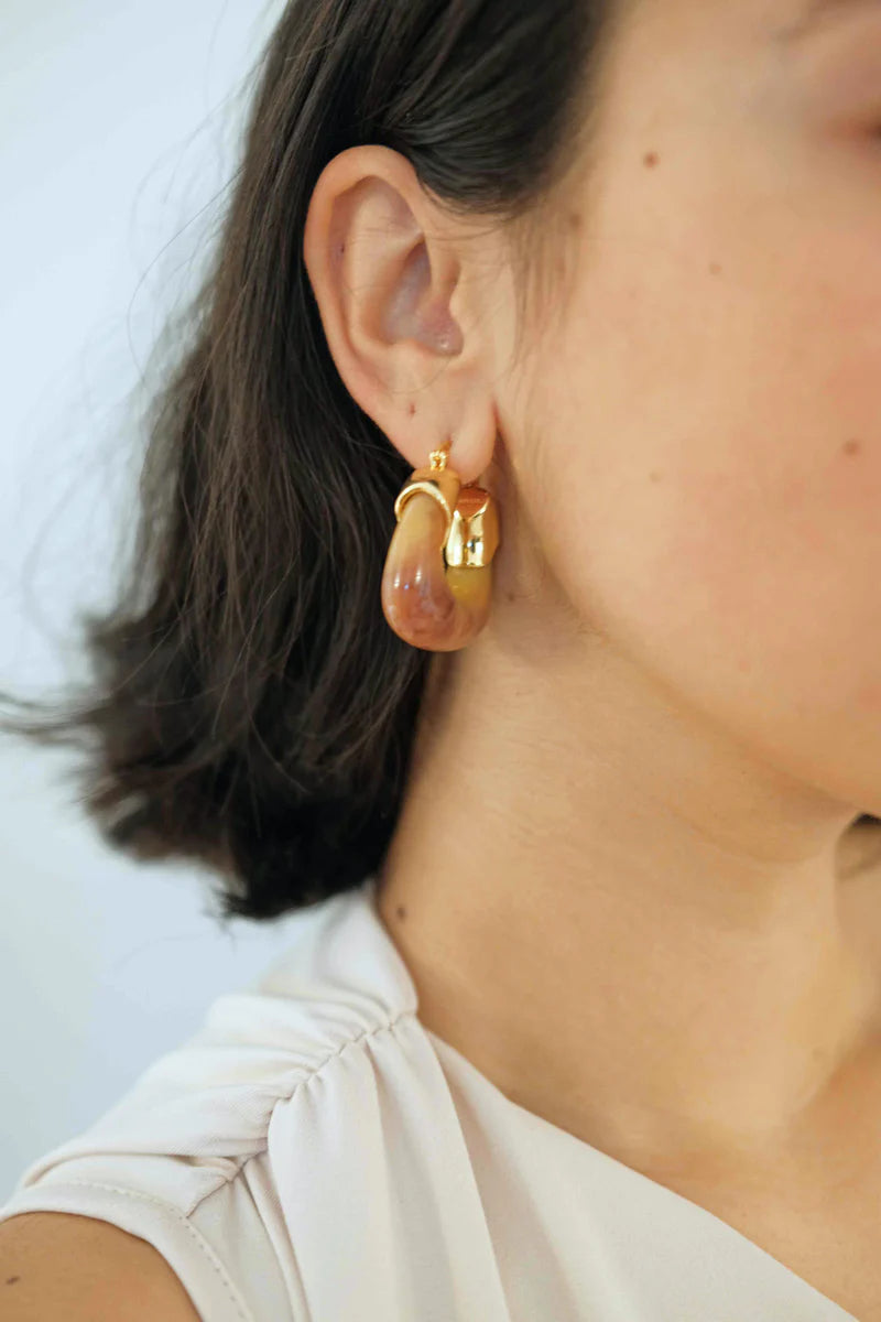 Kira Hoop Earrings/Coffee