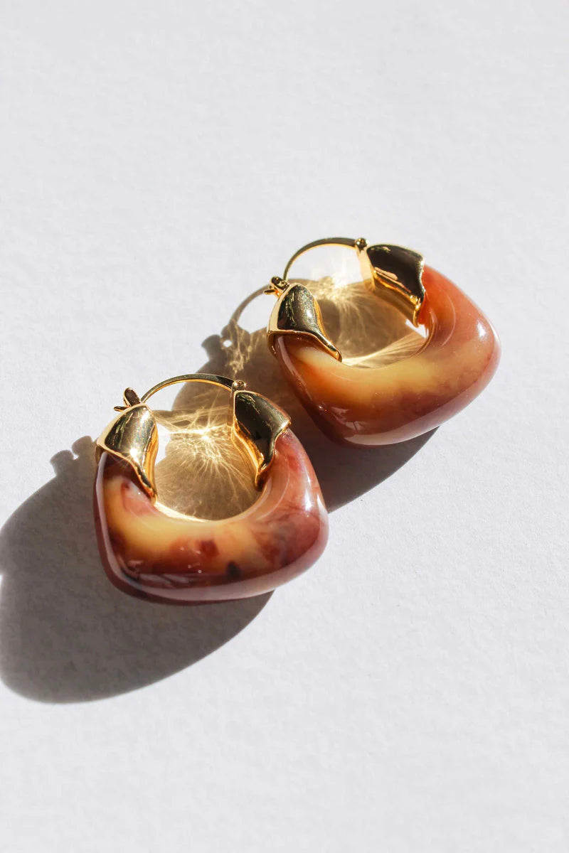 Kira Hoop Earrings/Coffee