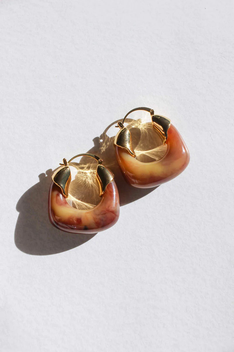Kira Hoop Earrings/Coffee
