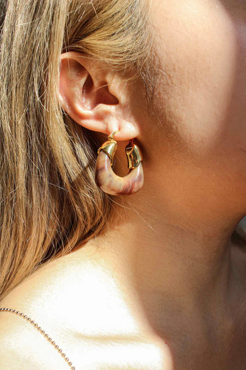 Kira Hoop Earrings/Coffee