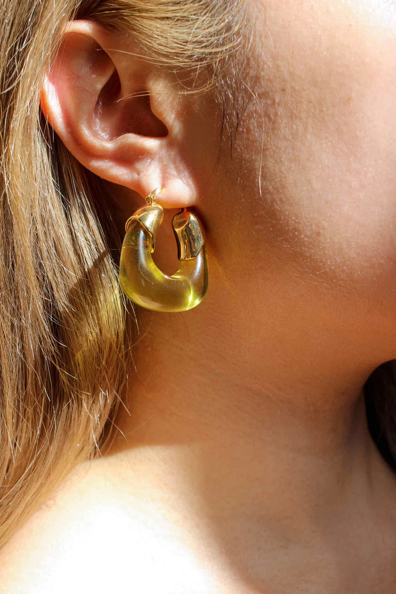 Kira Hoop Earrings/Lemon