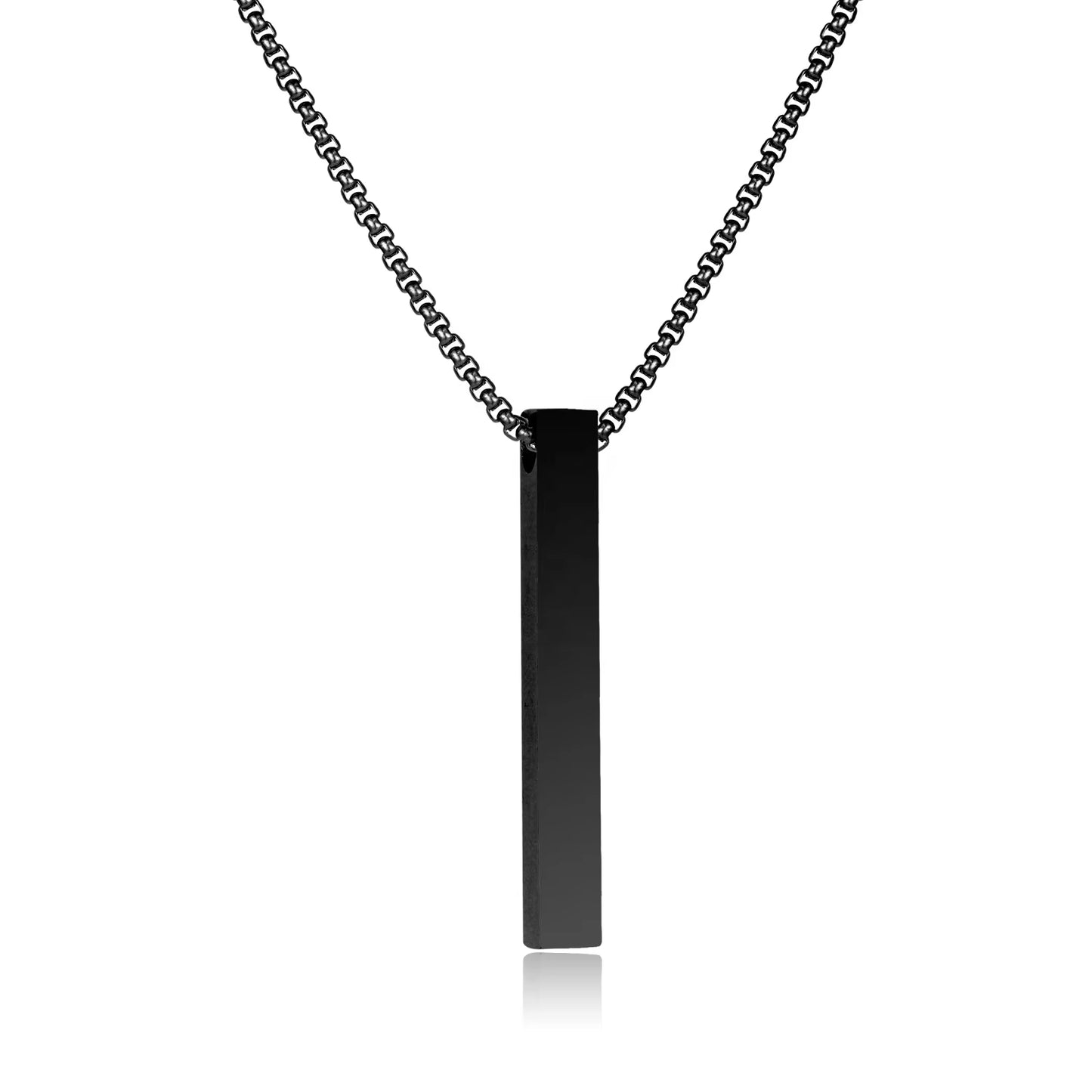 Stainless Steel Plain Vertical Bar Pendant Necklace