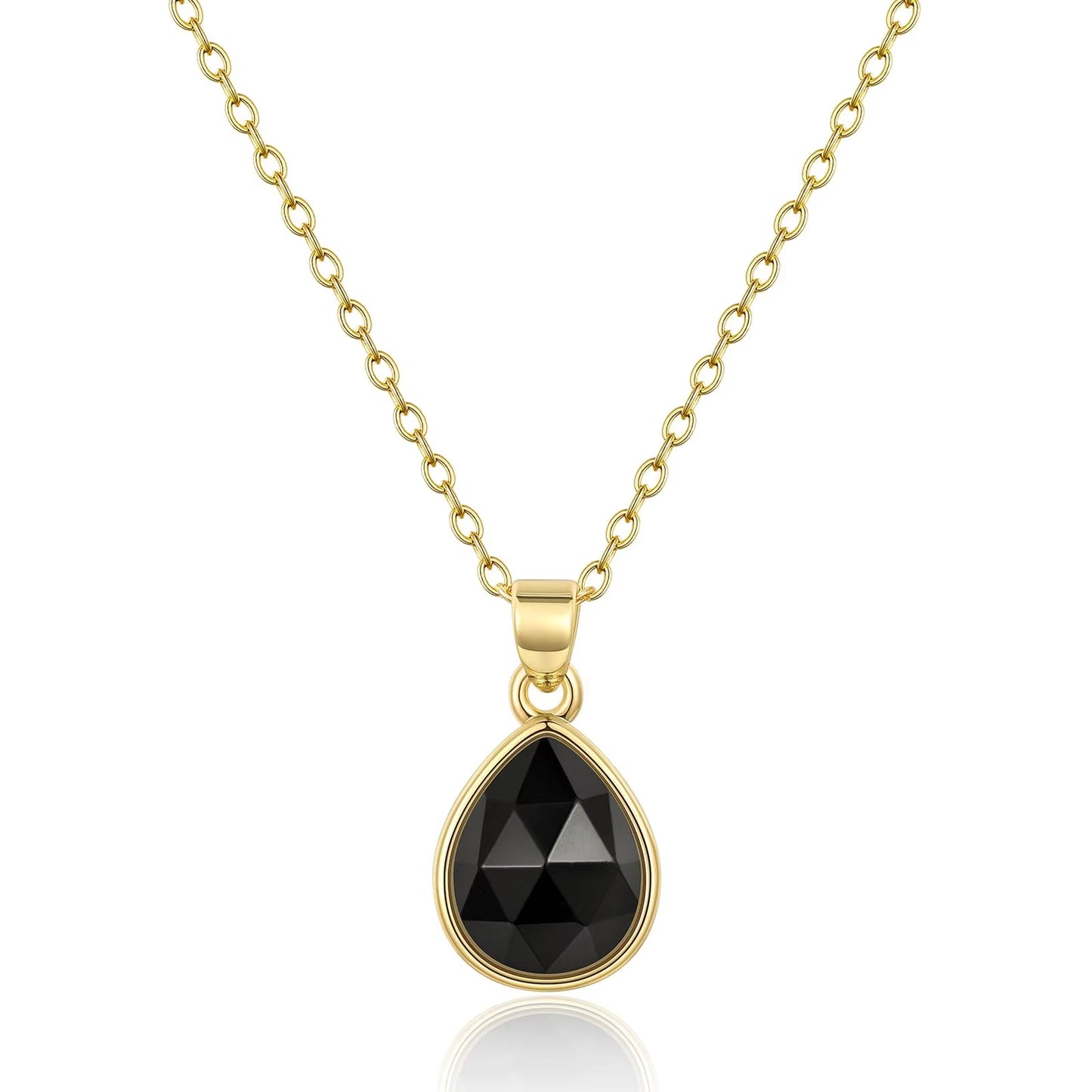 NATURAL STONE PENDANT NECKLACE (BLACK)