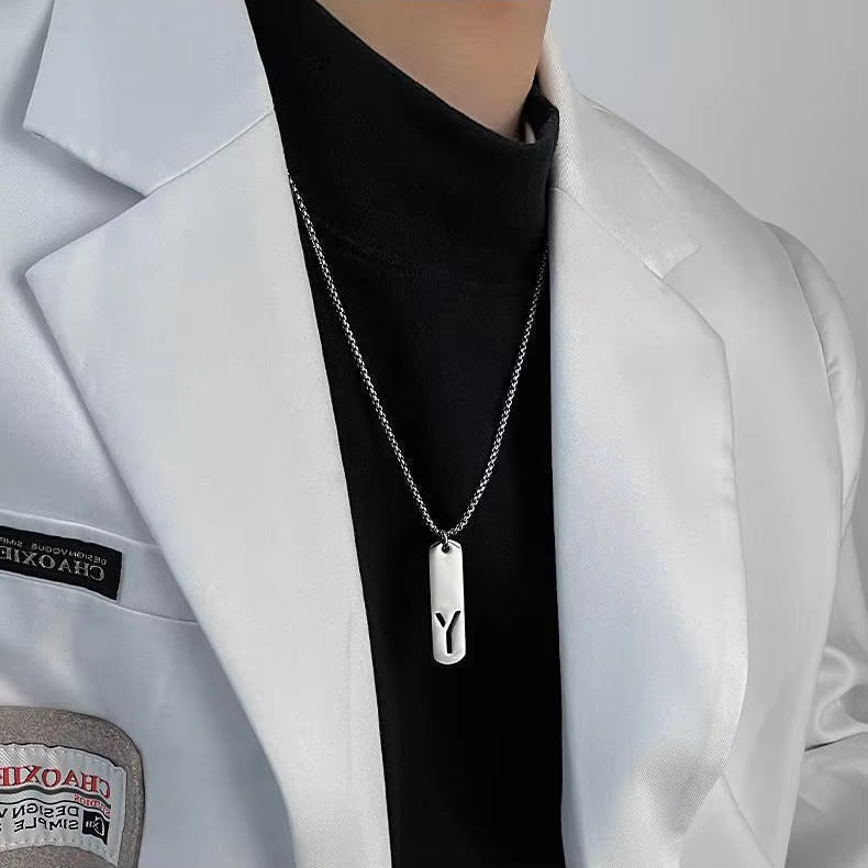 Silver-Plated Initial Letter Pendant Necklace