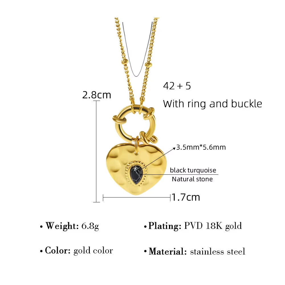 Charm Vintage Metal Heart Pendant Stainless Steel Necklace