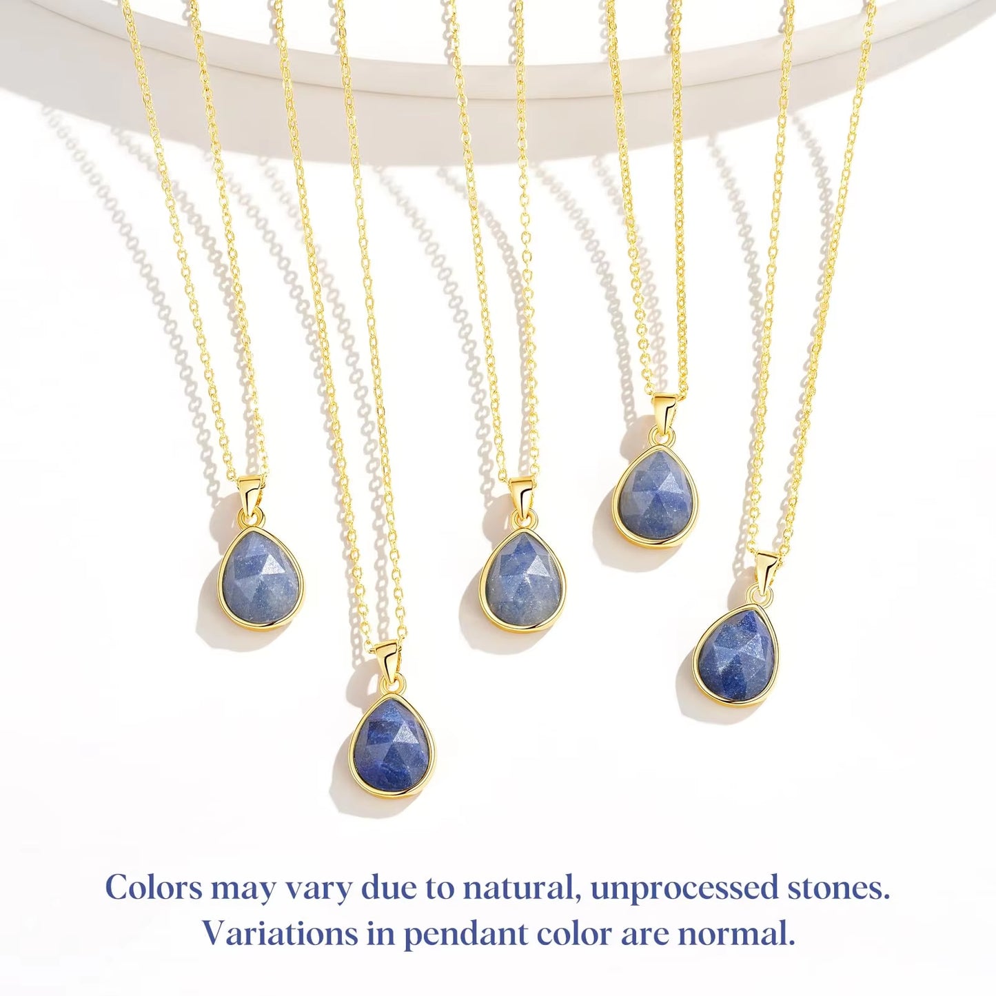 DARK-BLUE NATURAL STONE PENDANT NECKLACE