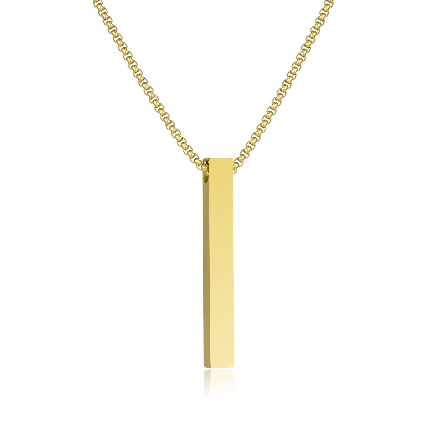 Stainless Steel Plain Vertical Bar Pendant Necklace