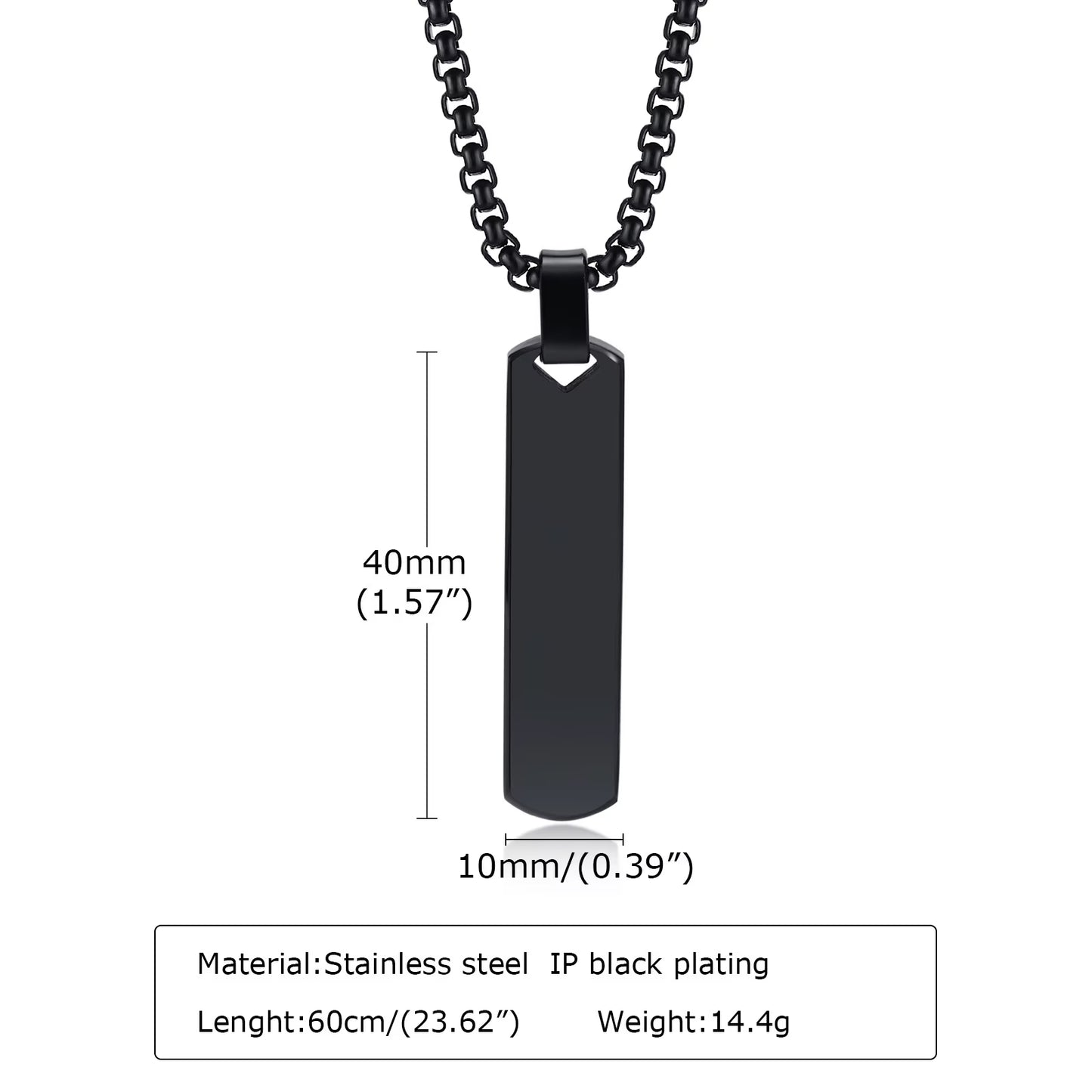 Fashion Custom Stainless Steel Silver & Black Pendant Necklace – Sleek and Modern Design