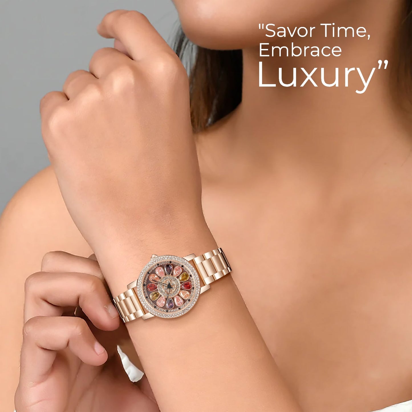 ORSGA Flora 360° Gold Dial Watch