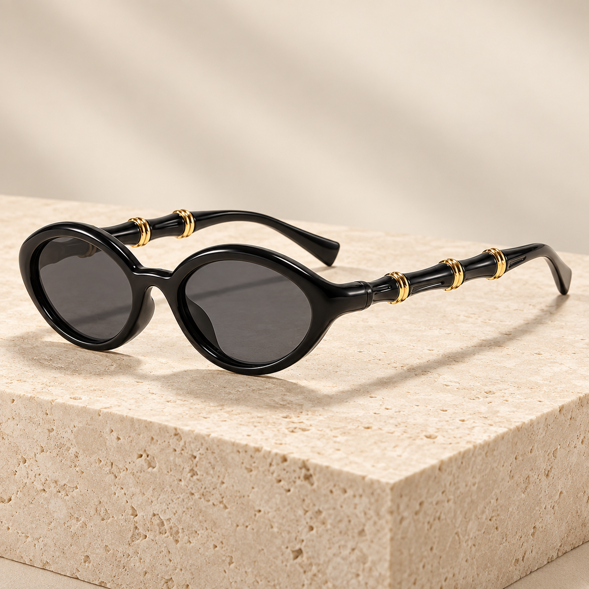 TONGINK Aurelia Gold-Ring Oval Sunglasses