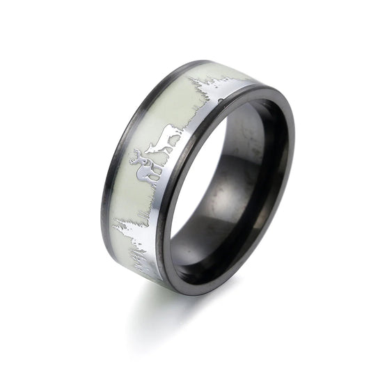 Luminous Deer Christmas Rings - Steel Men's Jewelry