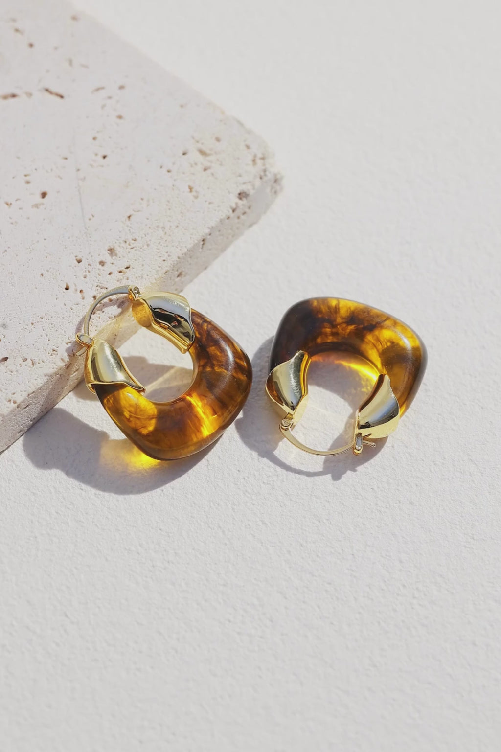 Golden Amber Hoop Earrings