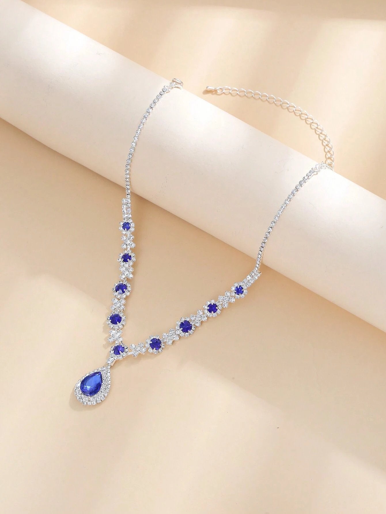💥-Sapphire Crystal Blue Clavicle Neckpiece Set