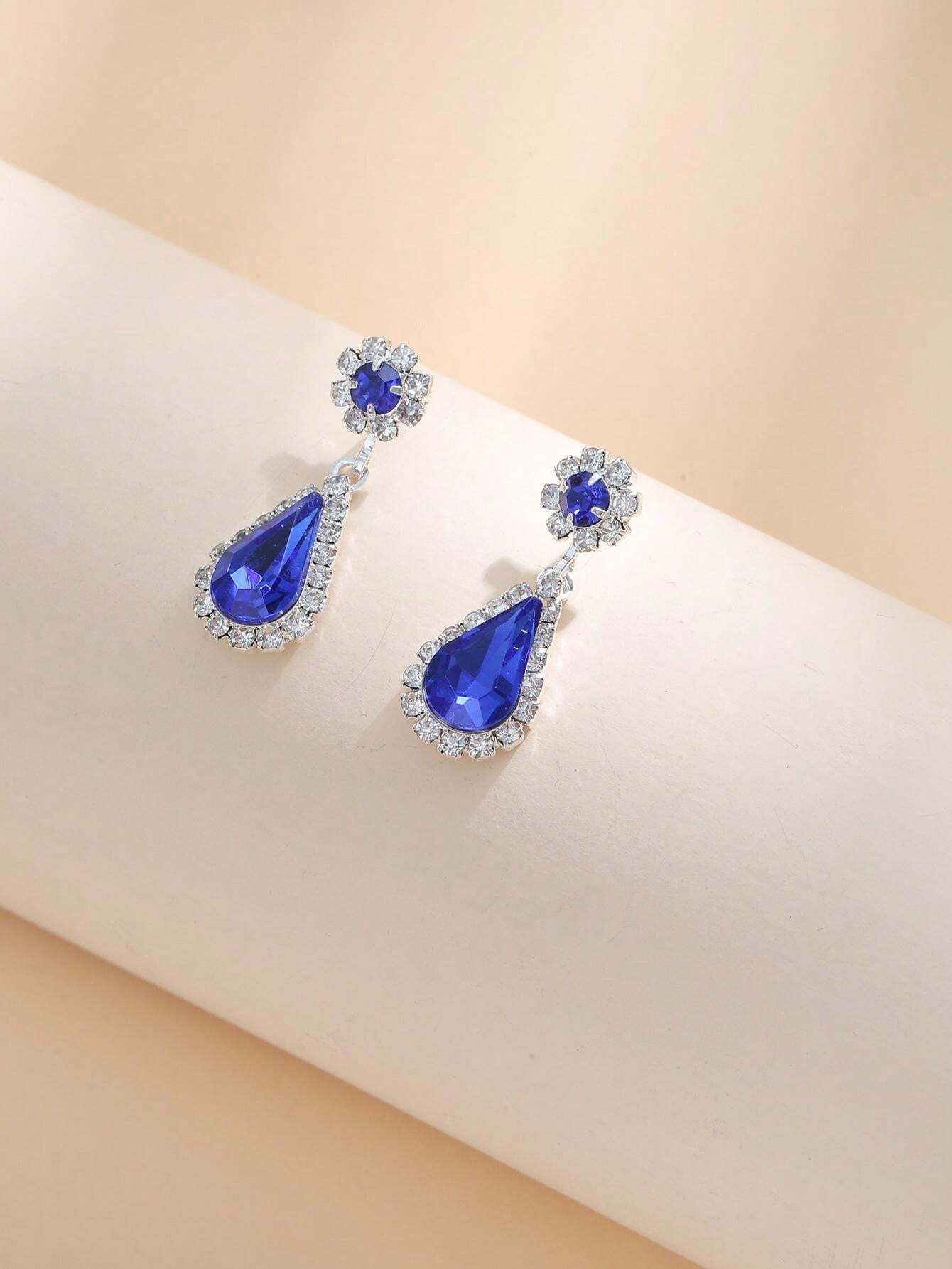 💥-Sapphire Crystal Blue Clavicle Neckpiece Set