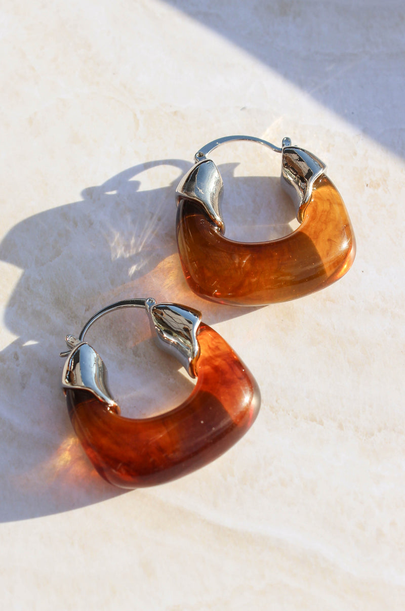 Golden Amber Hoop Earrings