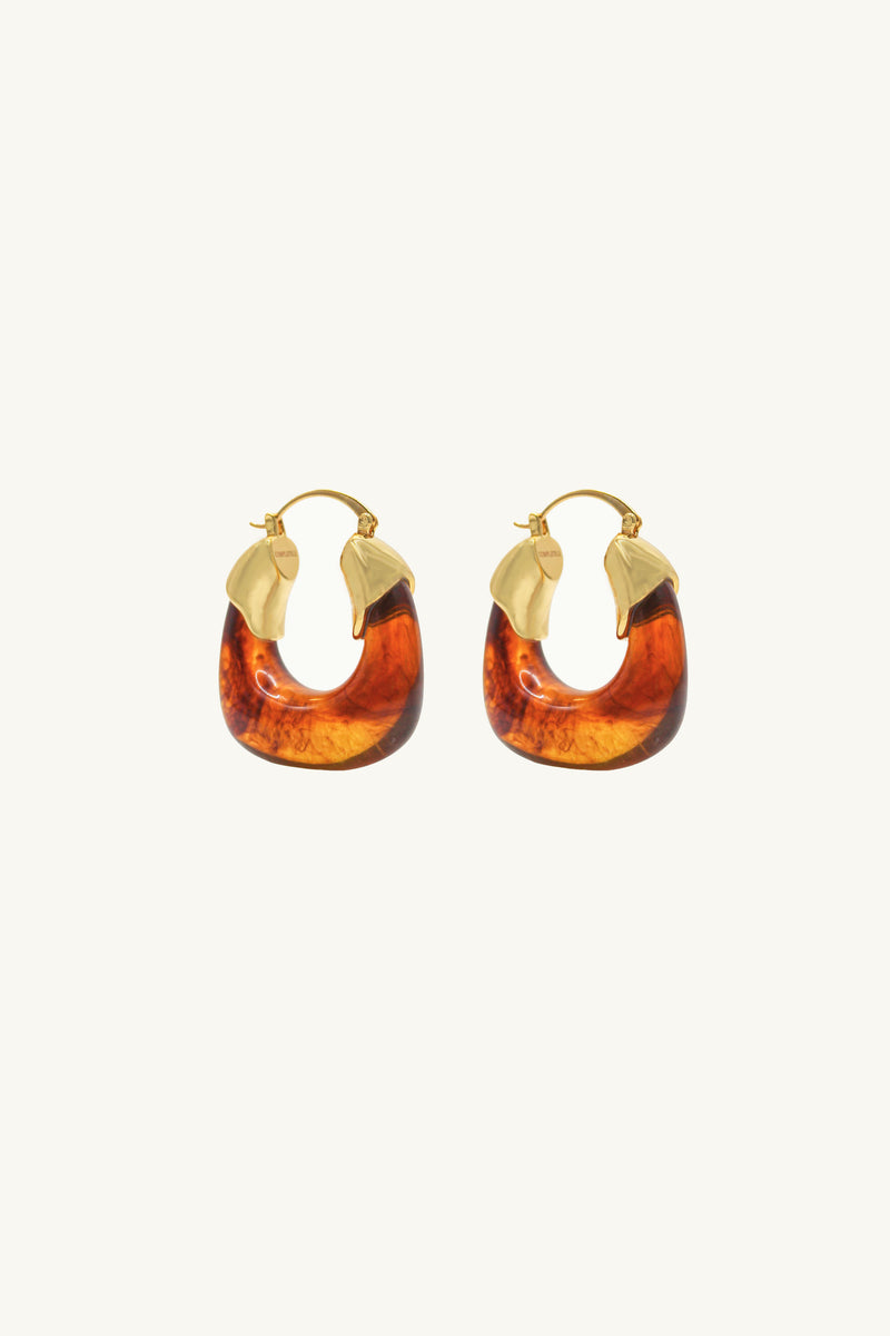 Golden Amber Hoop Earrings