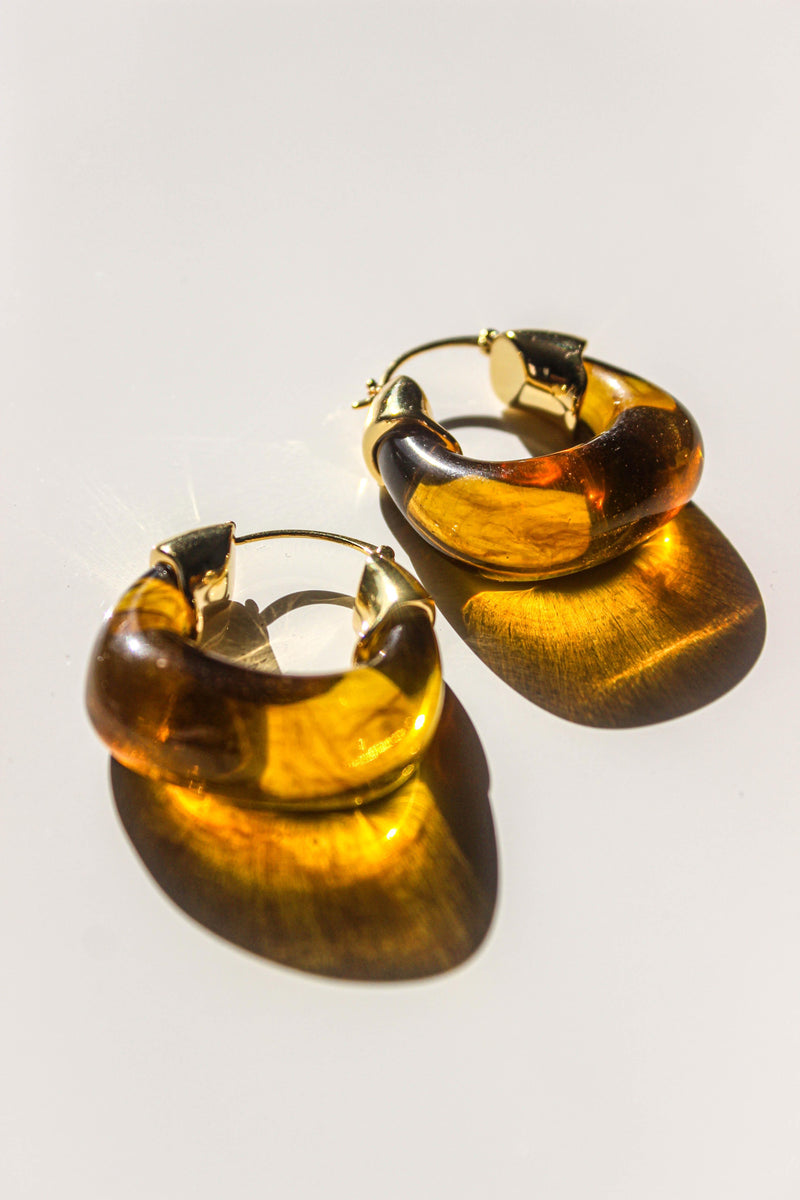 Golden Amber Hoop Earrings