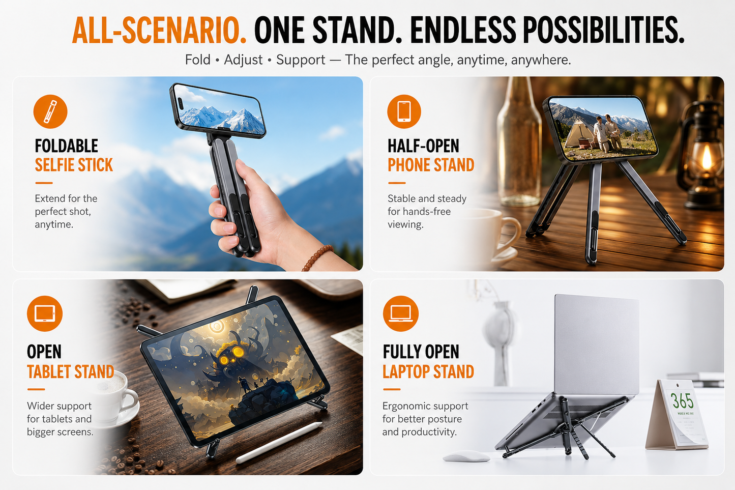TONGINK MagFold X1 – Premium Foldable Magnetic Laptop, Phone & Tablet Stand