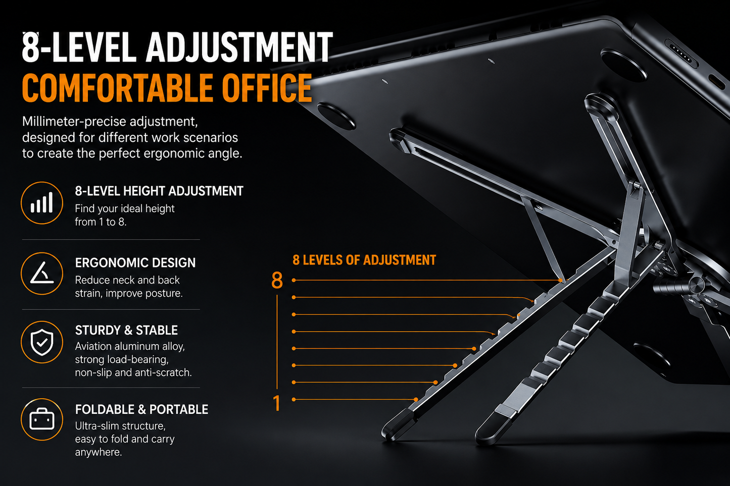 TONGINK MagFold X1 – Premium Foldable Magnetic Laptop, Phone & Tablet Stand