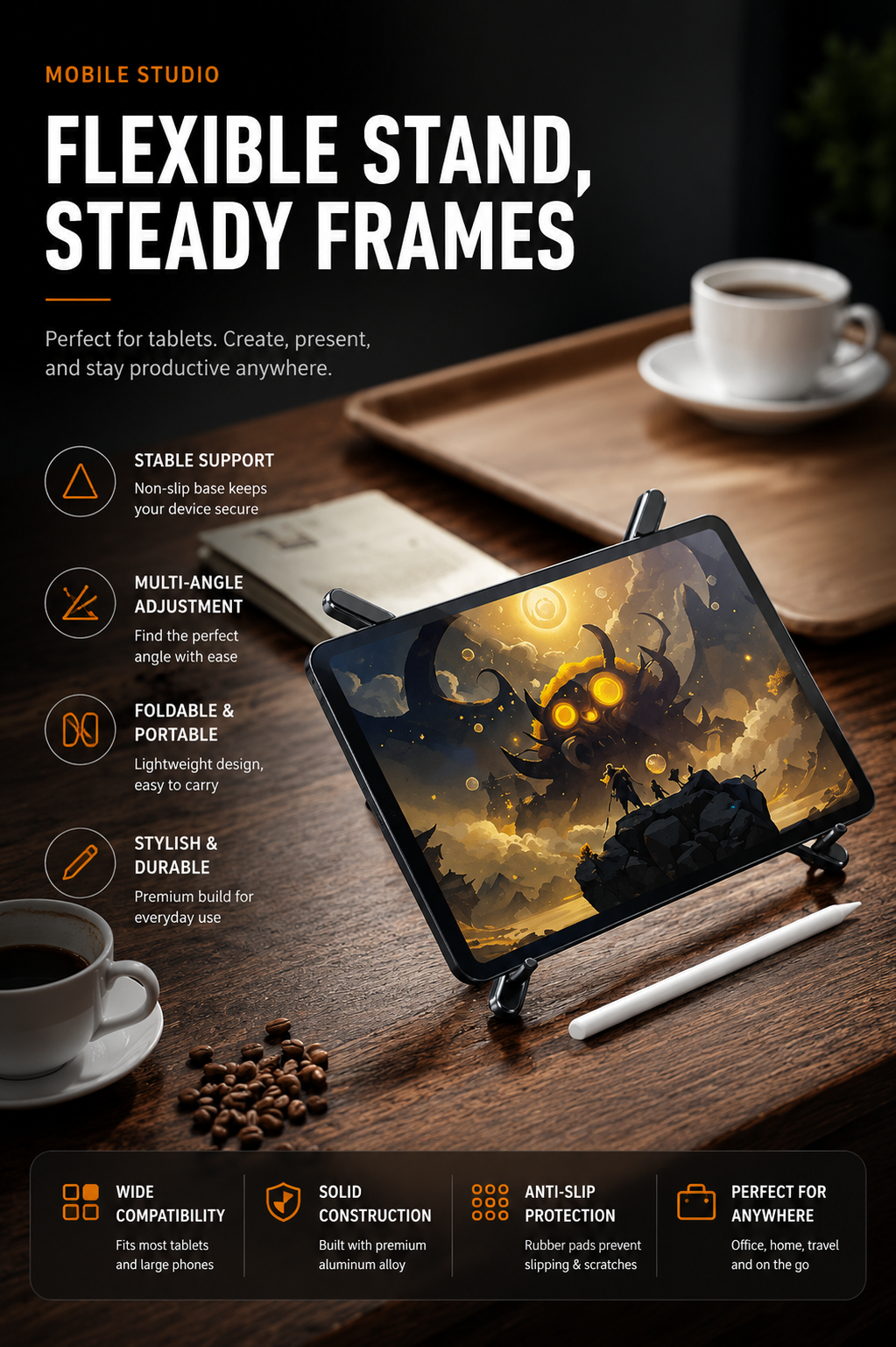 TONGINK MagFold X1 – Premium Foldable Magnetic Laptop, Phone & Tablet Stand