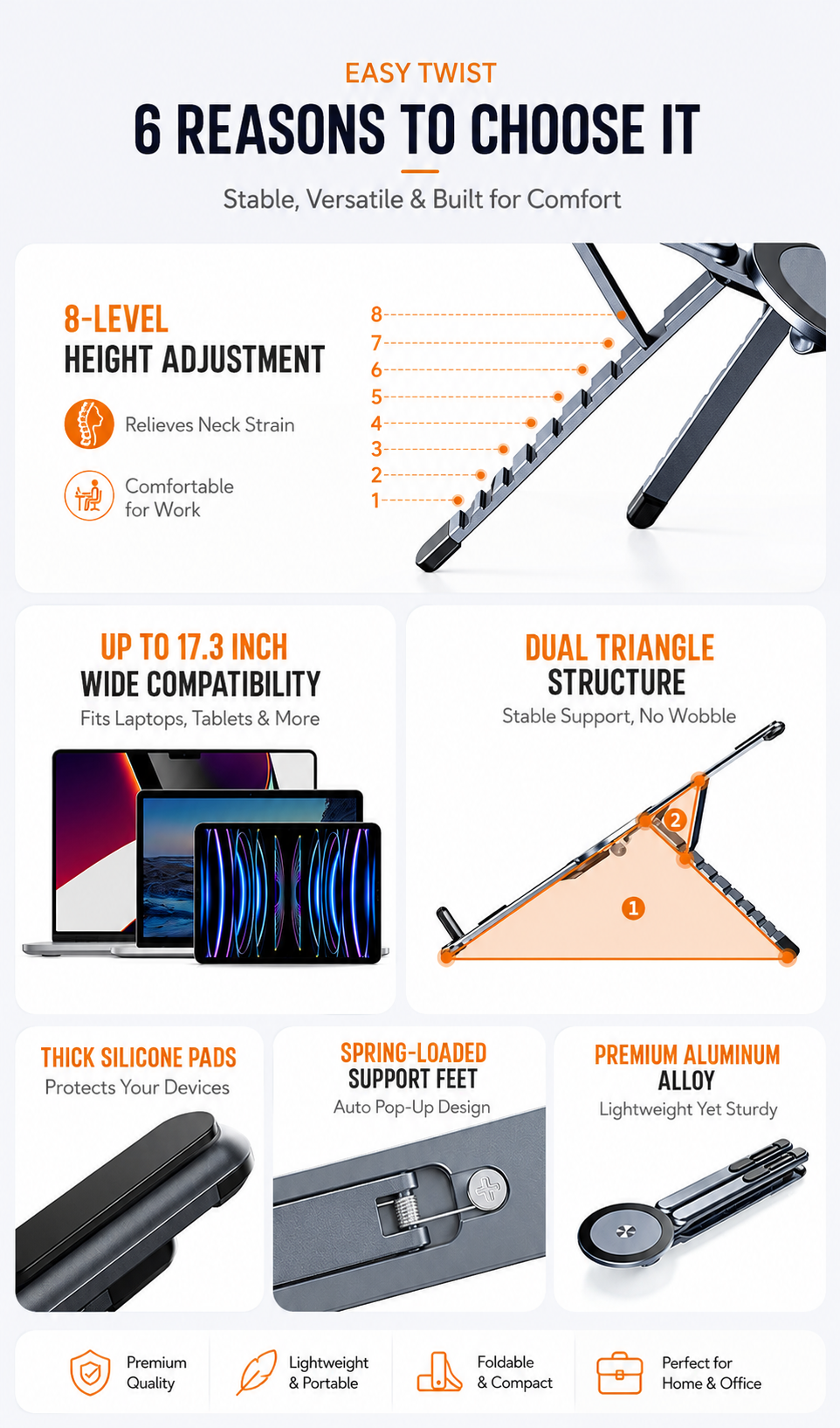 TONGINK MagFold X1 – Premium Foldable Magnetic Laptop, Phone & Tablet Stand