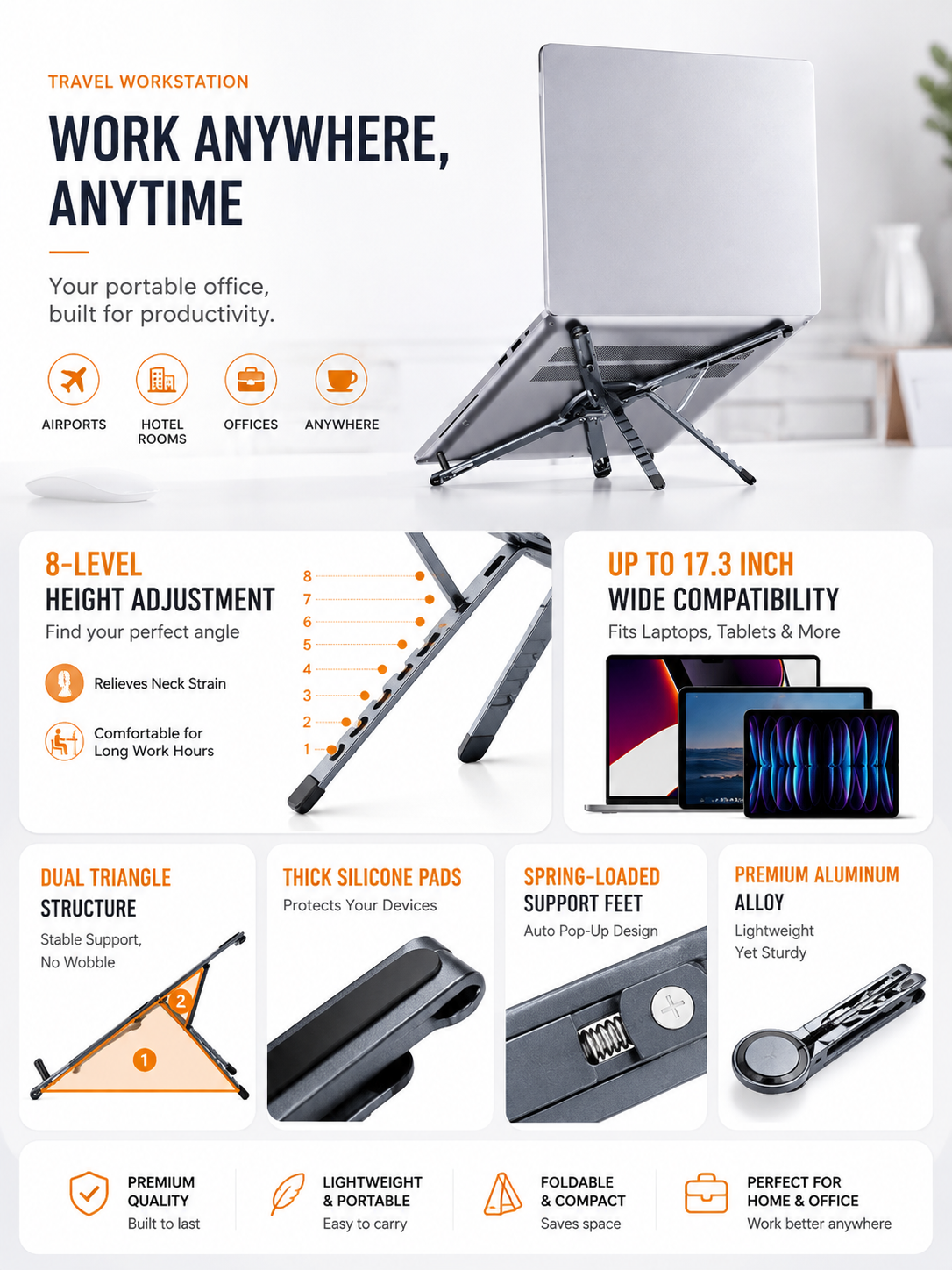 TONGINK MagFold X1 – Premium Foldable Magnetic Laptop, Phone & Tablet Stand