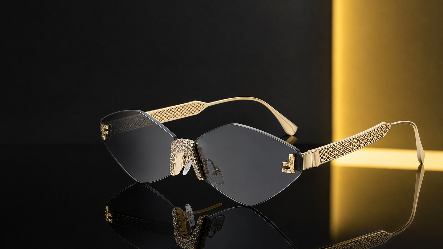 TONGINK LUMÉRA | Sparkle-Bridge Rimless Sunglasses