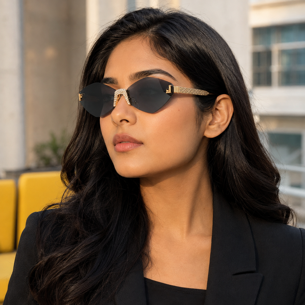 TONGINK LUMÉRA | Sparkle-Bridge Rimless Sunglasses