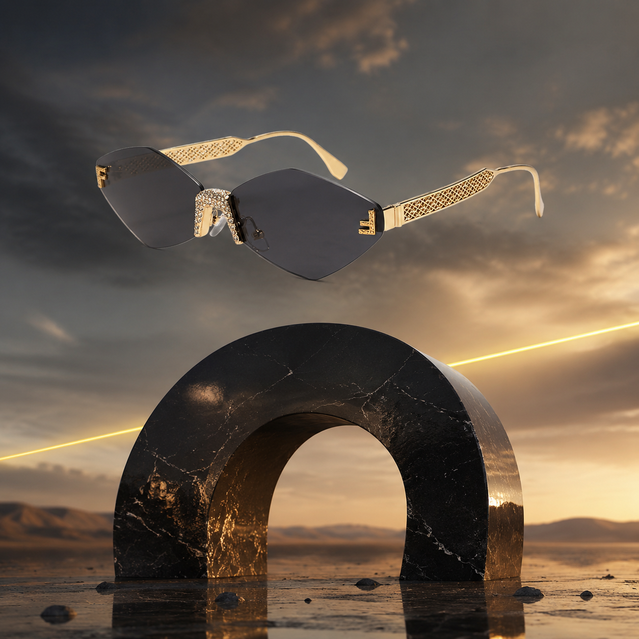 TONGINK LUMÉRA | Sparkle-Bridge Rimless Sunglasses