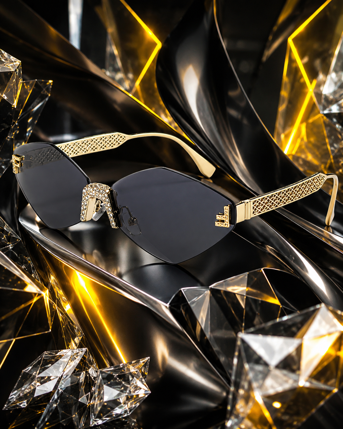 TONGINK LUMÉRA | Sparkle-Bridge Rimless Sunglasses
