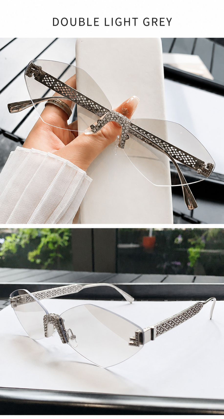 TONGINK LUMÉRA | Sparkle-Bridge Rimless Sunglasses