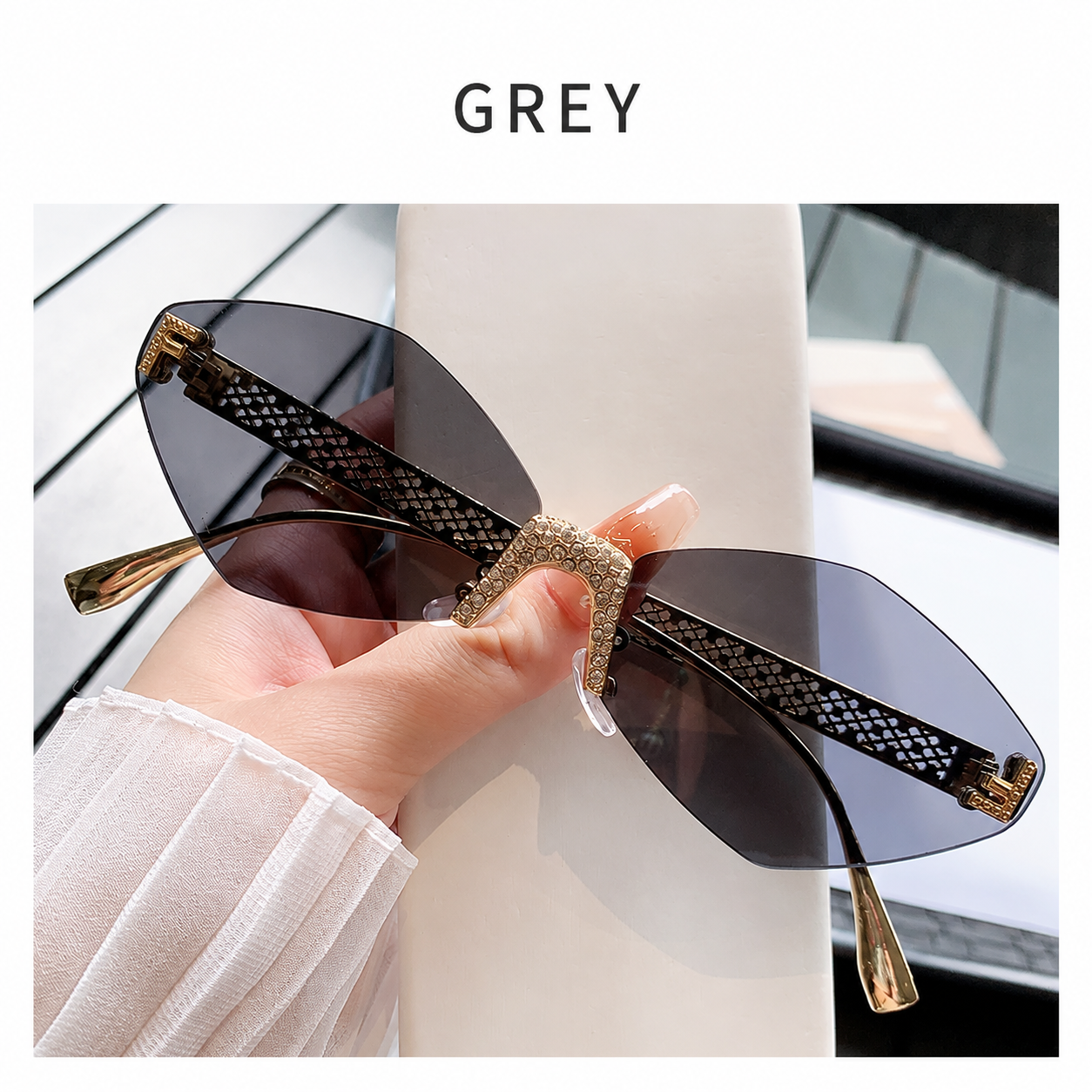 TONGINK LUMÉRA | Sparkle-Bridge Rimless Sunglasses
