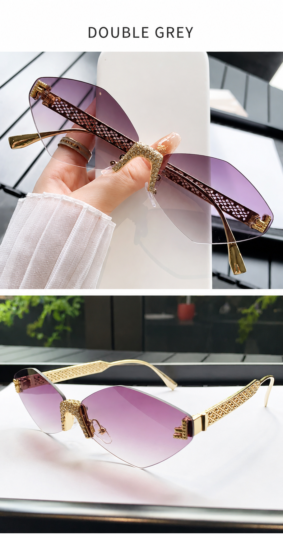 TONGINK LUMÉRA | Sparkle-Bridge Rimless Sunglasses