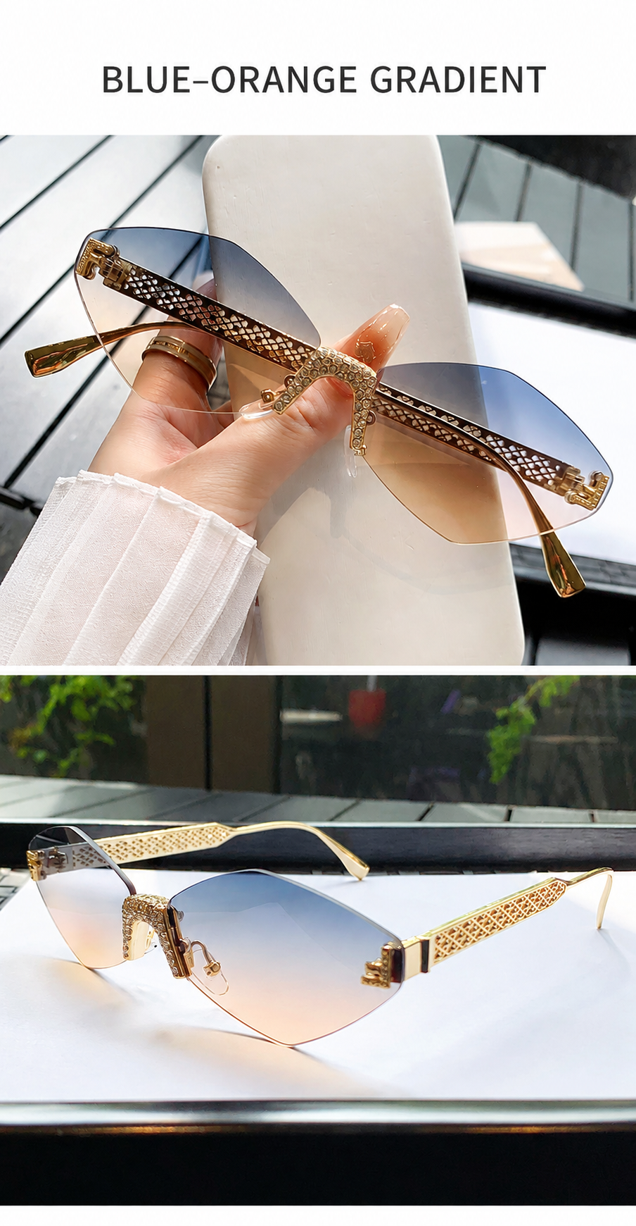 TONGINK LUMÉRA | Sparkle-Bridge Rimless Sunglasses