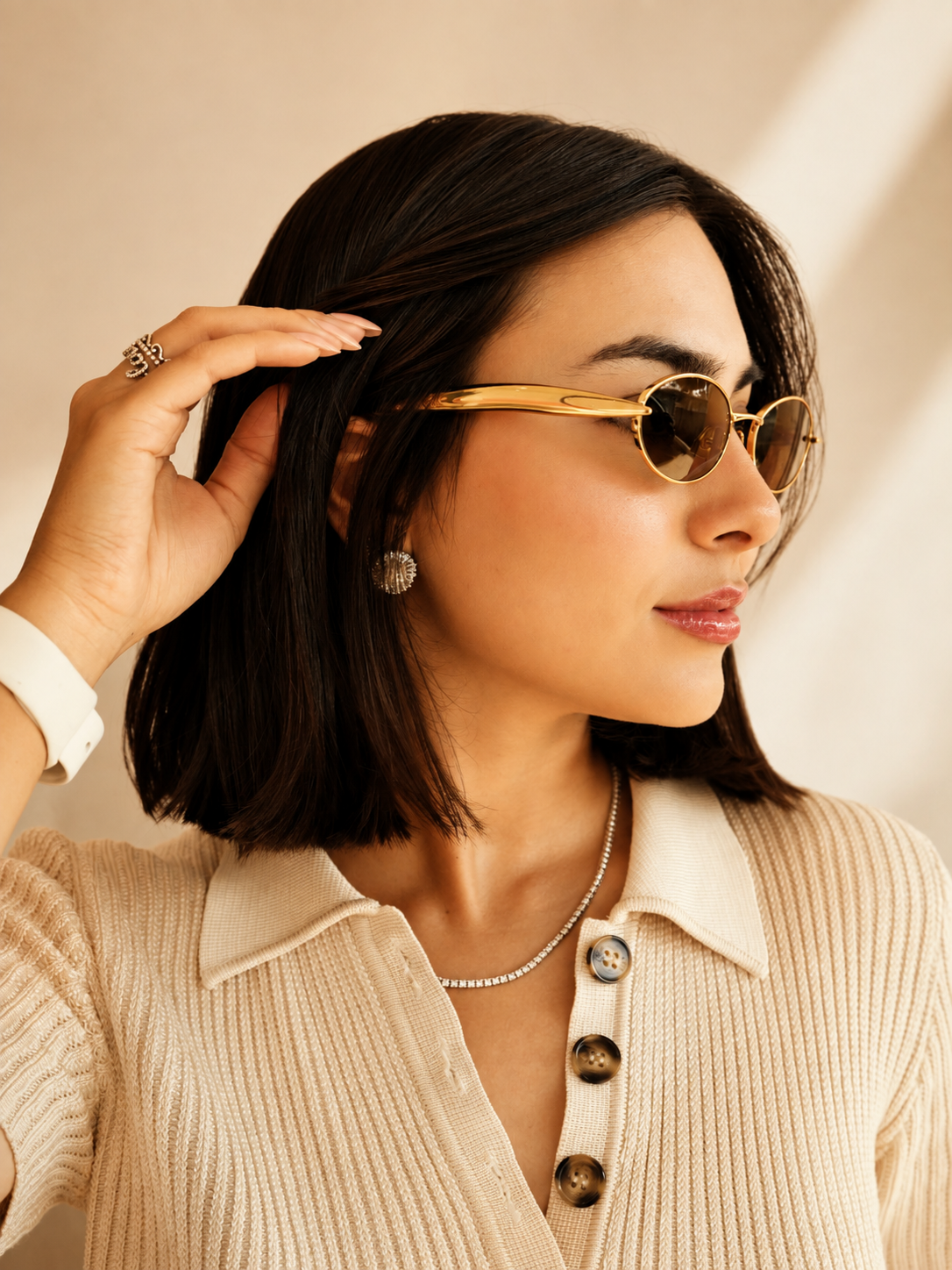 BV Aurora Slim Oval Sunglasses | Vintage Metal Frame UV400