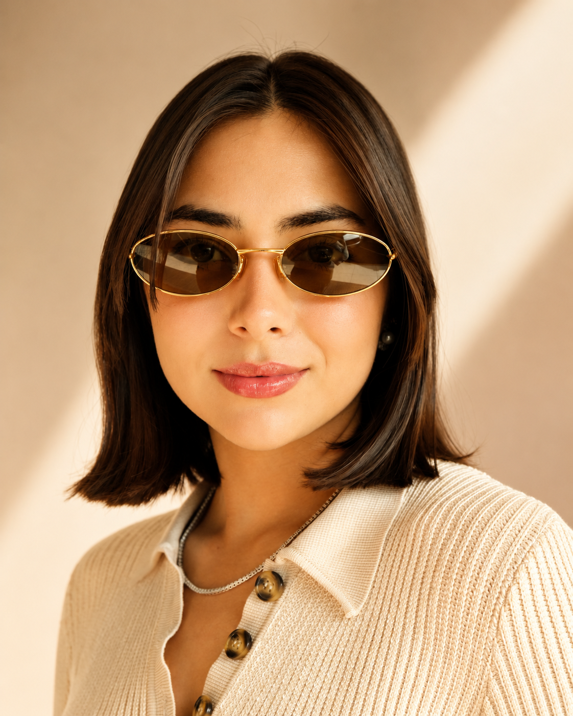 BV Aurora Slim Oval Sunglasses | Vintage Metal Frame UV400