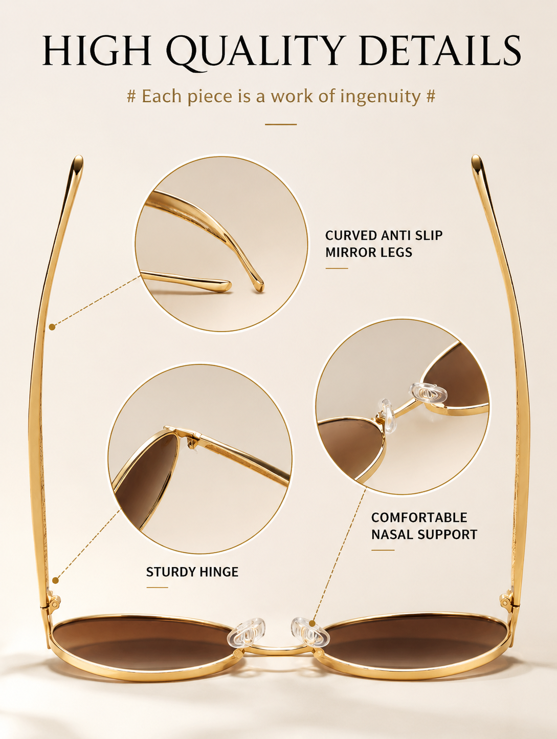 BV Aurora Slim Oval Sunglasses | Vintage Metal Frame UV400