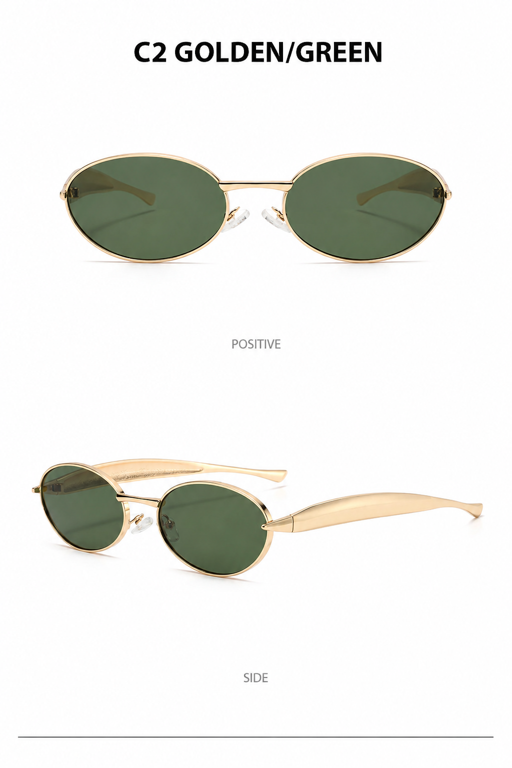 BV Aurora Slim Oval Sunglasses | Vintage Metal Frame UV400