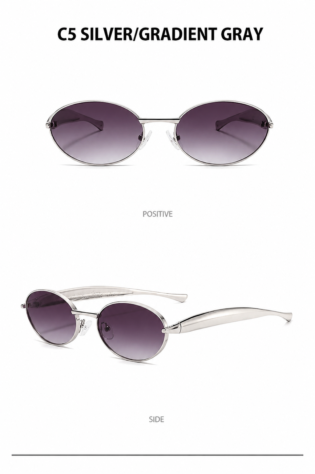 BV Aurora Slim Oval Sunglasses | Vintage Metal Frame UV400