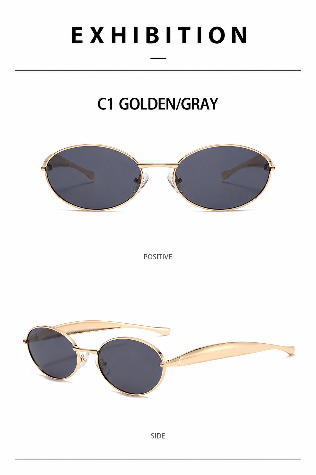 BV Aurora Slim Oval Sunglasses | Vintage Metal Frame UV400