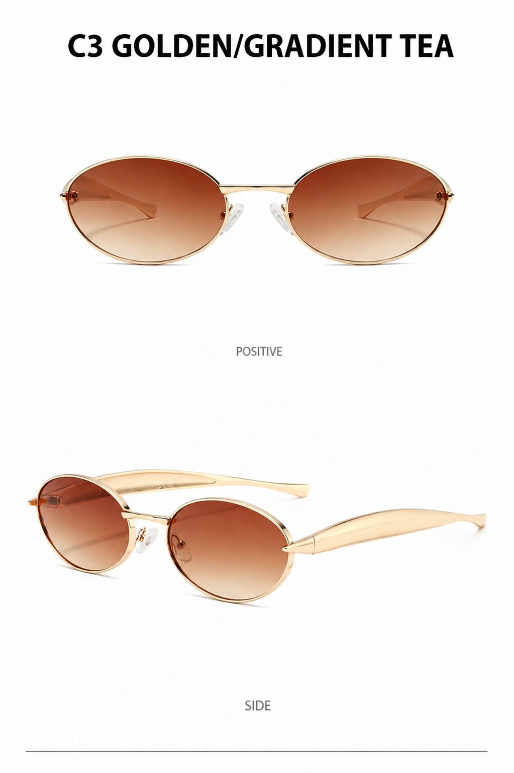 BV Aurora Slim Oval Sunglasses | Vintage Metal Frame UV400