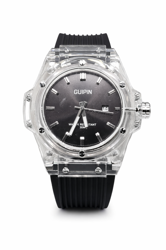 Crystal Date Watch – Black Strap