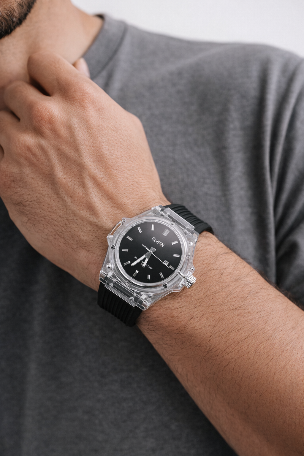 Crystal Date Watch – Black Strap