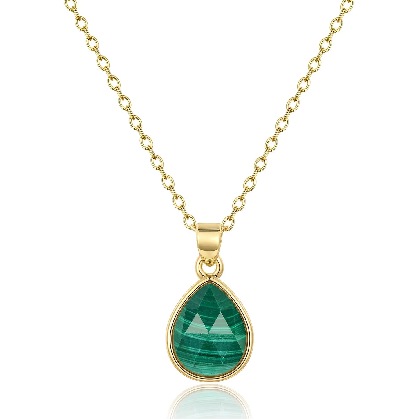GREEN NATURAL STONE PENDANT NECKLACE